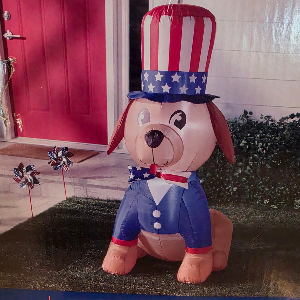 Celebrate Together Americana Patriotic Inflatable Decor Dog Uncle Sam 5FT N